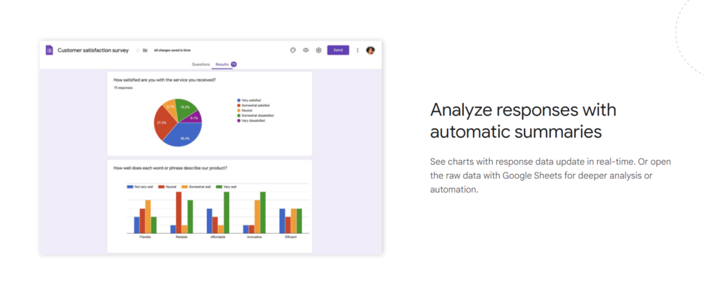 Best online form building software.   Image source - Google forms